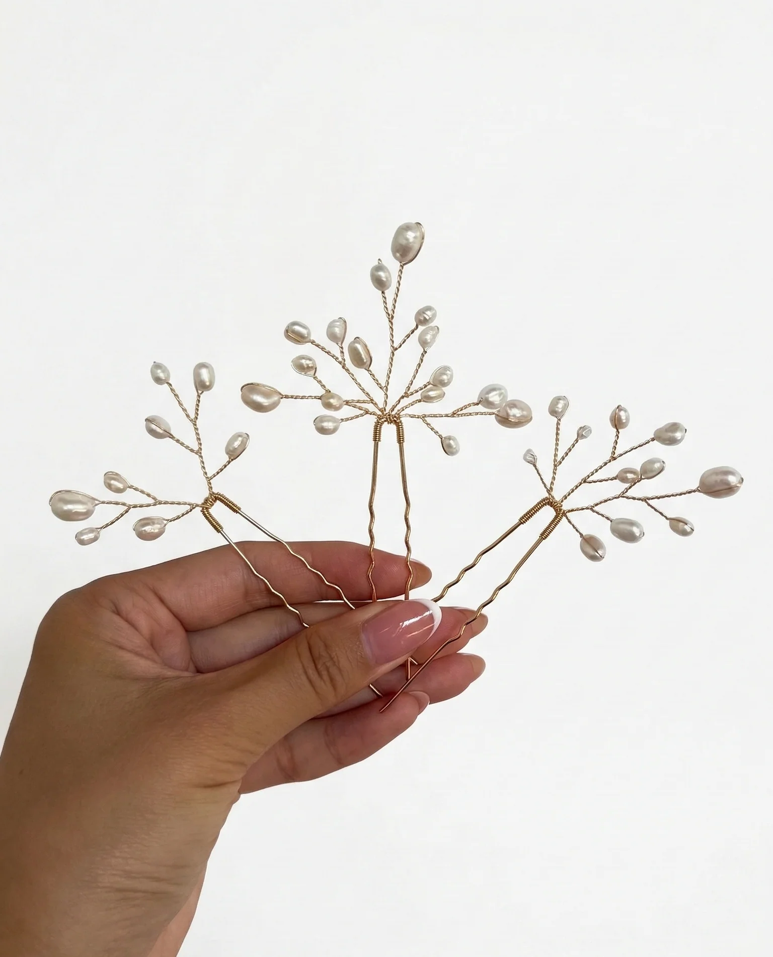 Baby's-Breath Pearl Hairpins, Set of 3 - Image 6