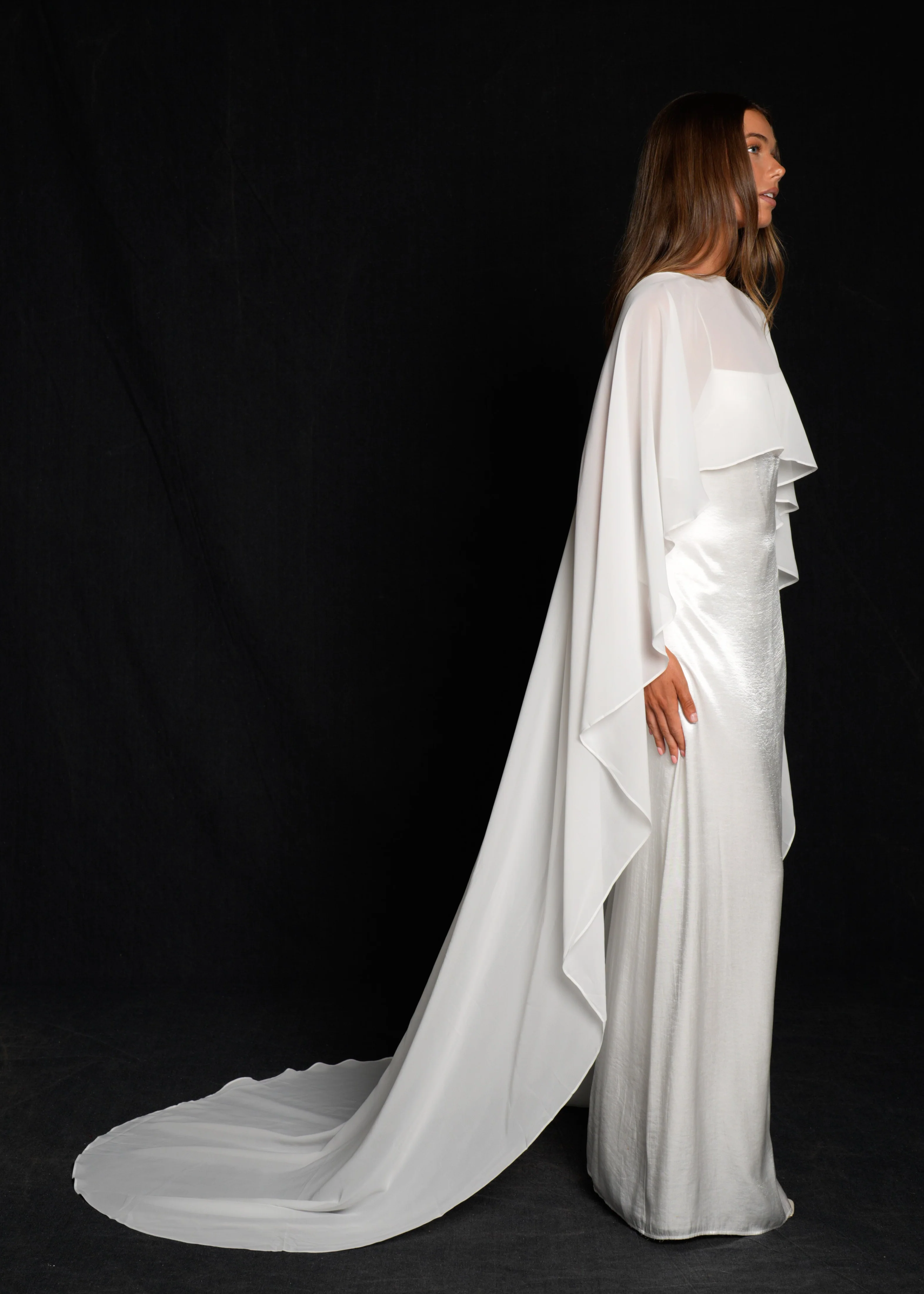 Bridal Chiffon Cape - Image 4