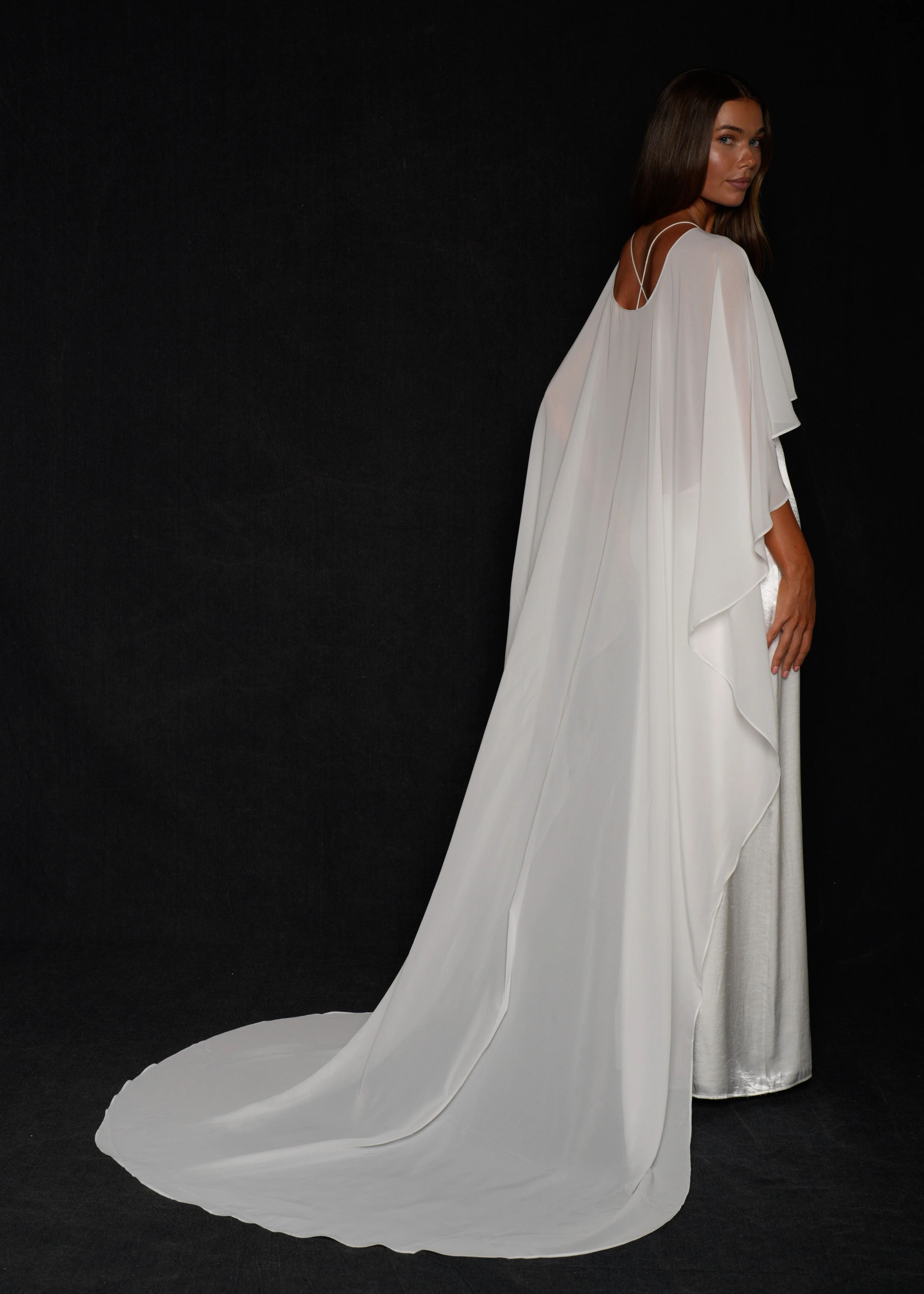 Bridal Chiffon Cape - Image 5