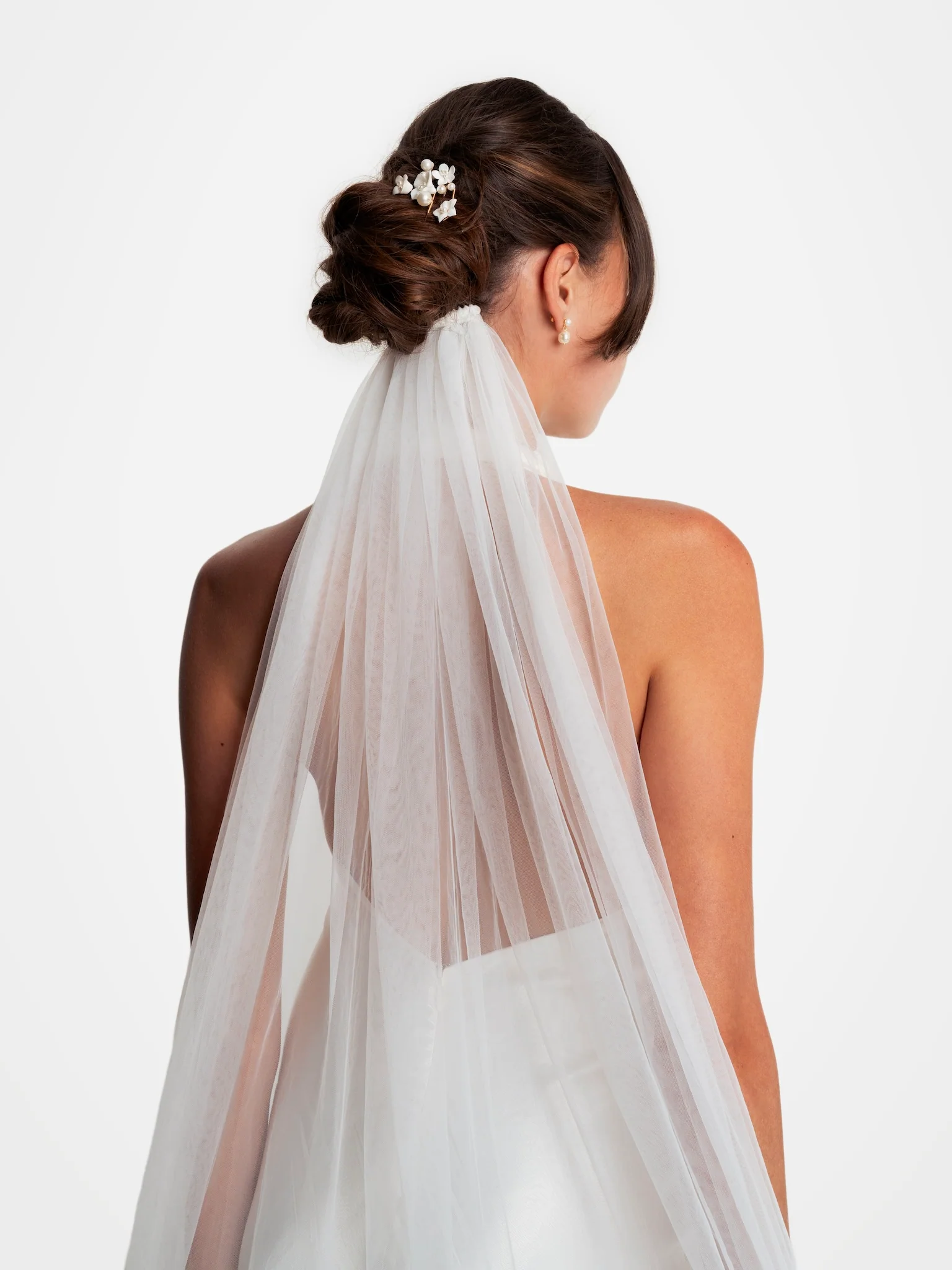 Bridal Ceramic Flower and Pearl Hairpins, Set of 7 - Image 5