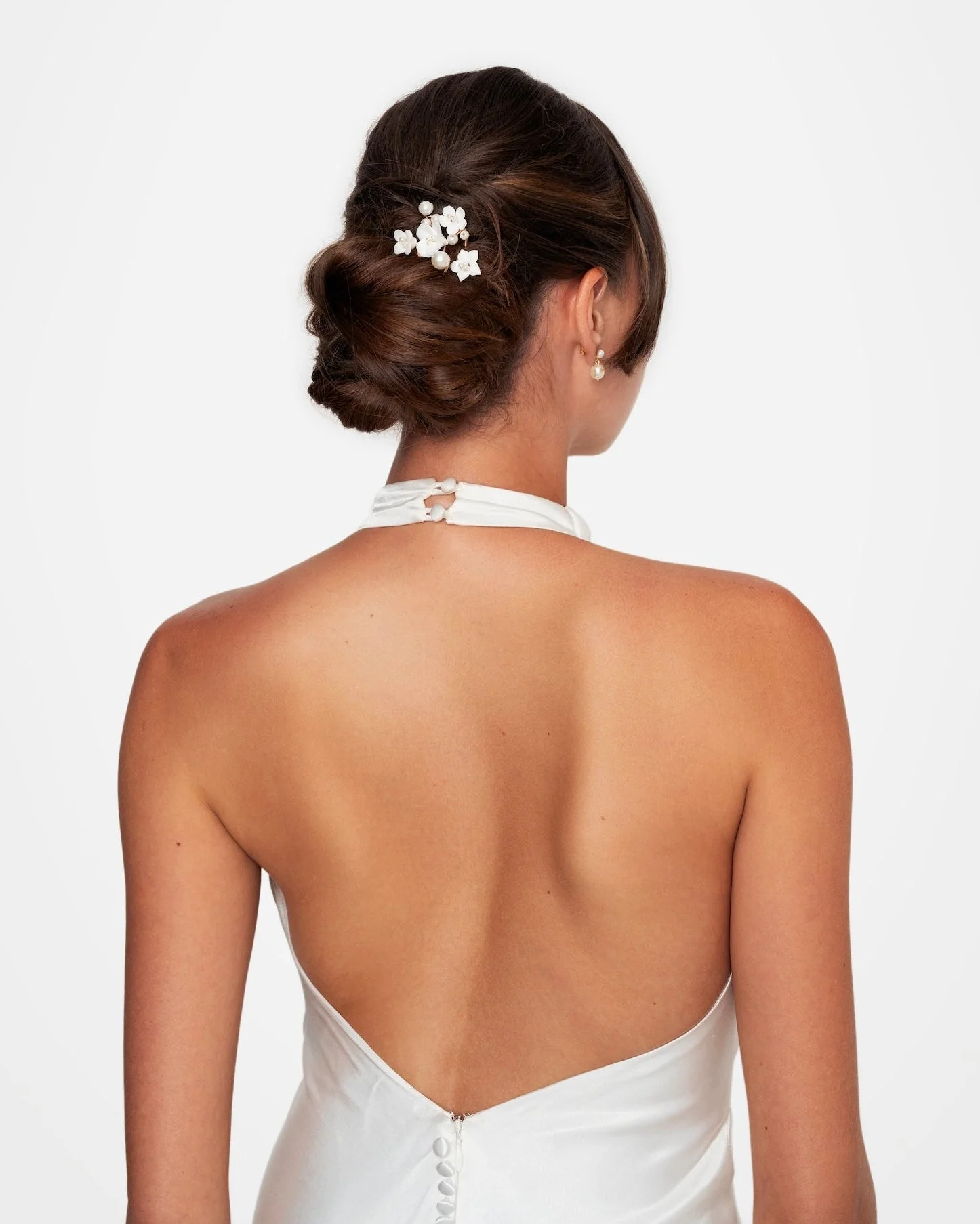 Bridal Ceramic Flower and Pearl Hairpins, Set of 7 - Image 6