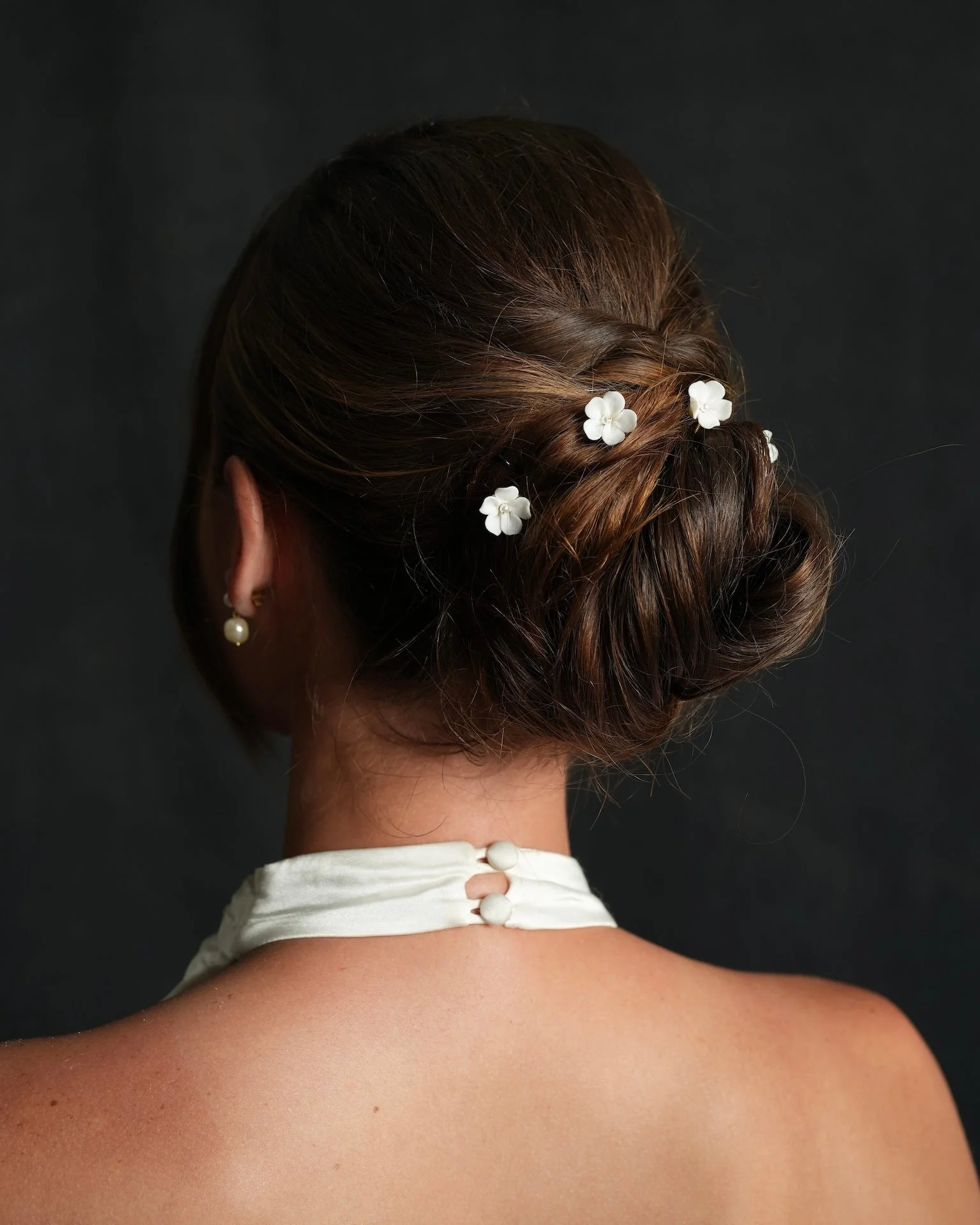 Dainty Bridal Ceramic Flower Hairpins, Set of 5 - Image 4