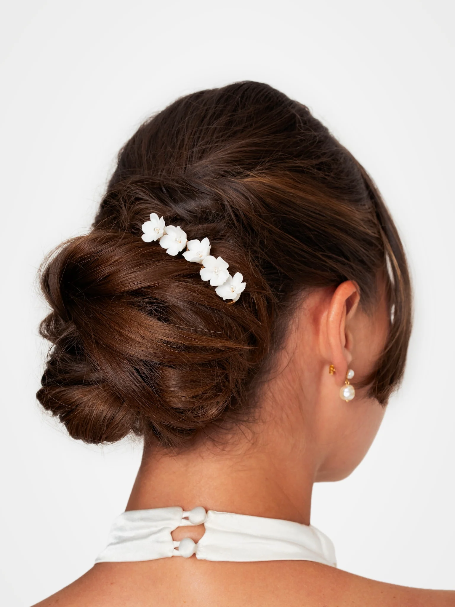 Dainty Bridal Ceramic Flower Hairpins, Set of 5 - Image 6