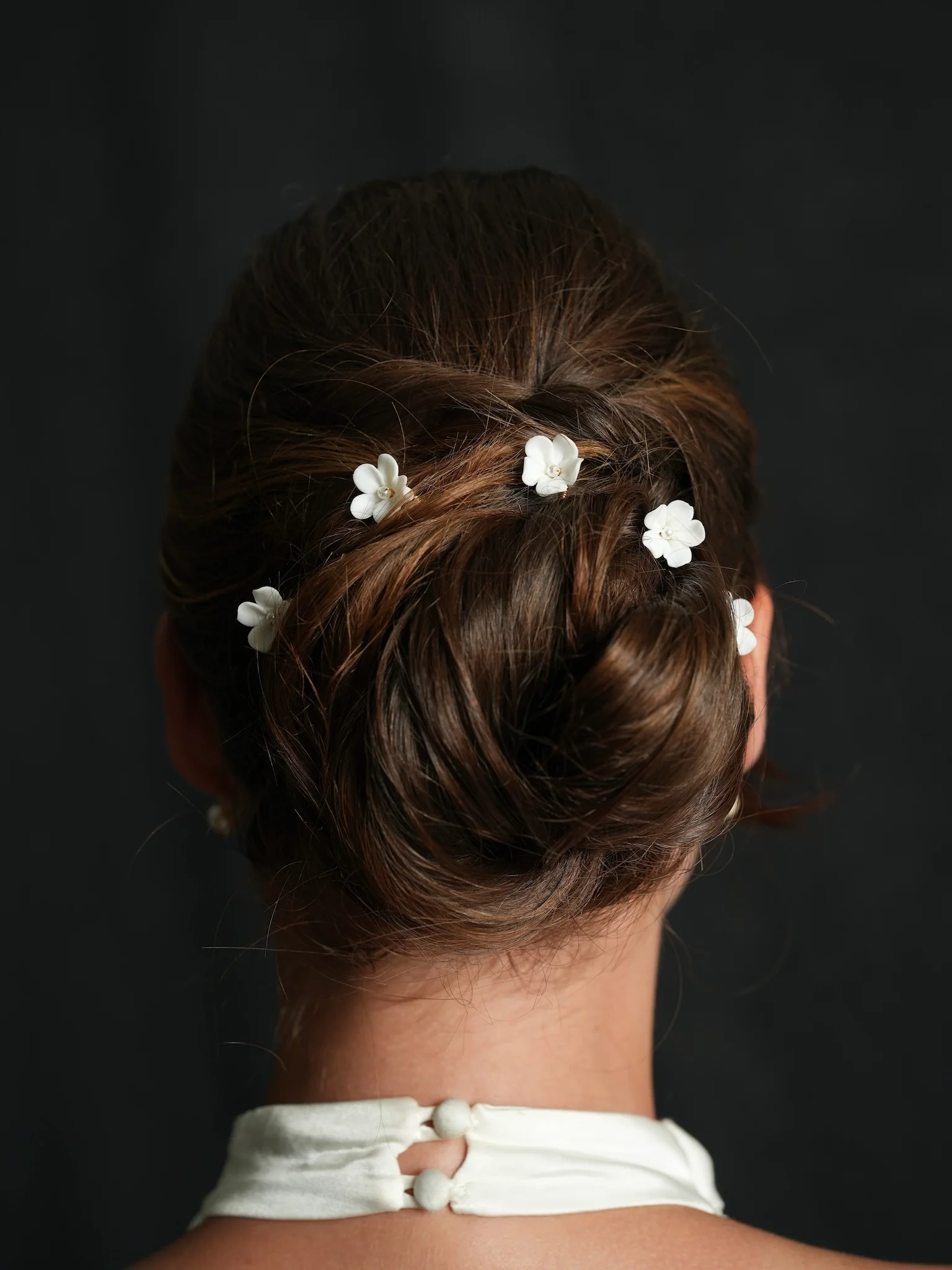 Dainty Bridal Ceramic Flower Hairpins, Set of 5 - Image 8