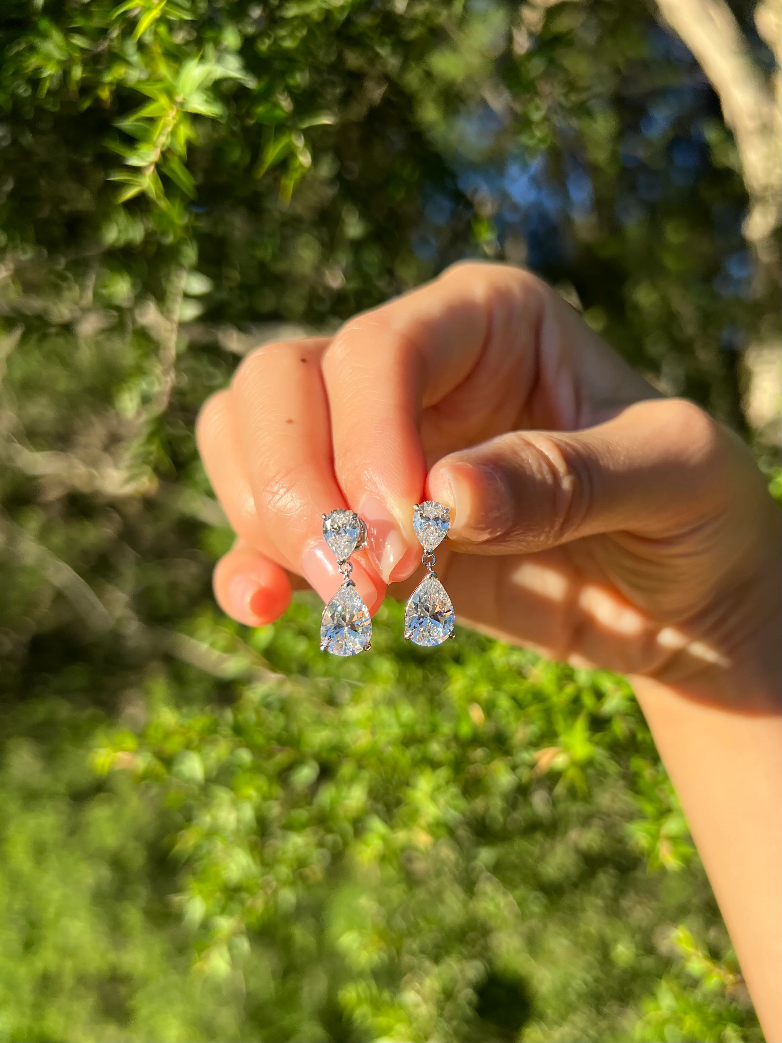 Crystal Teardrop Bridal Earrings, Sterling Silver - Image 3
