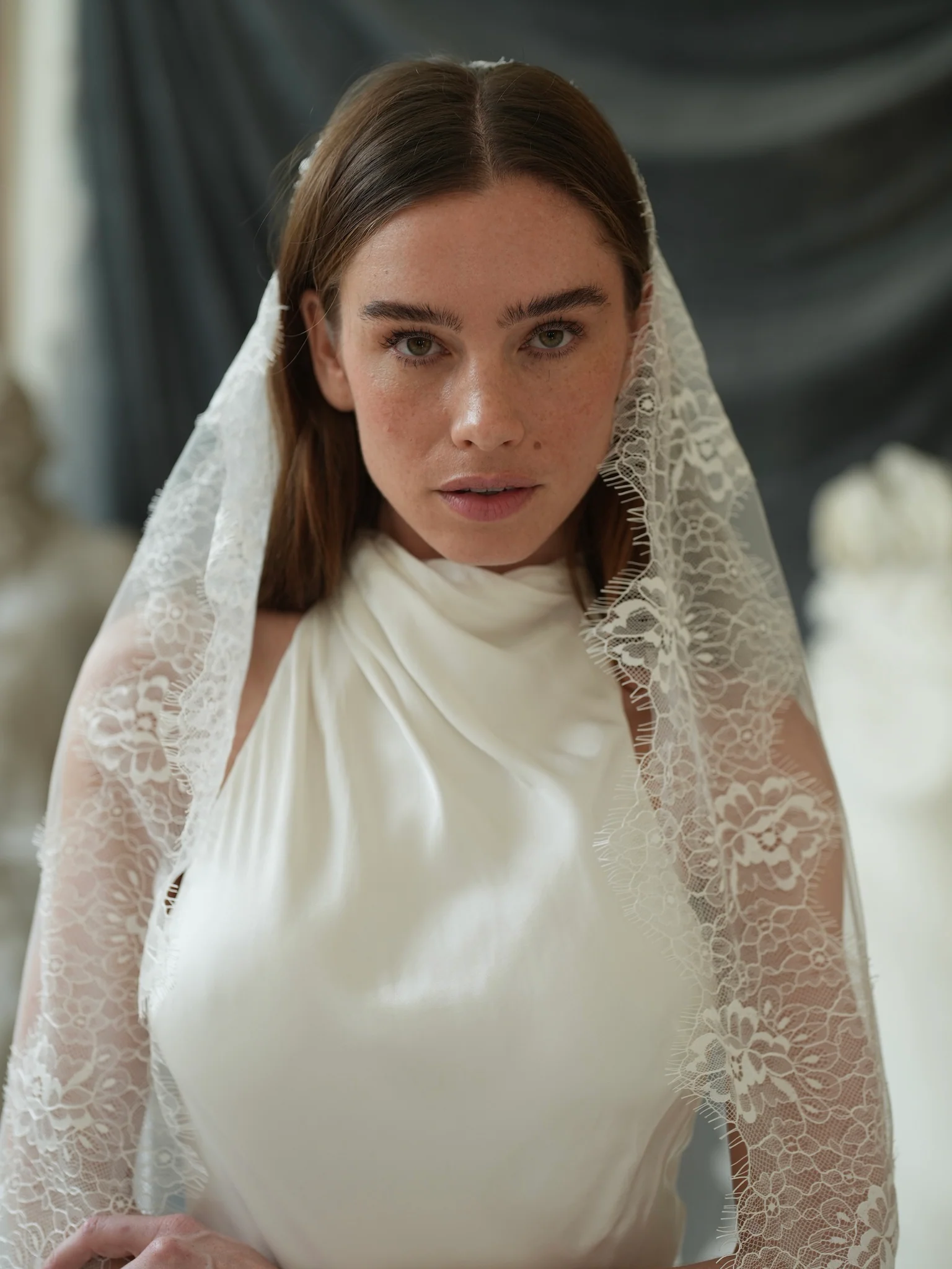 Mantilla Chantilly Lace Veil, Single Tier, Cathedral Length - Image 11