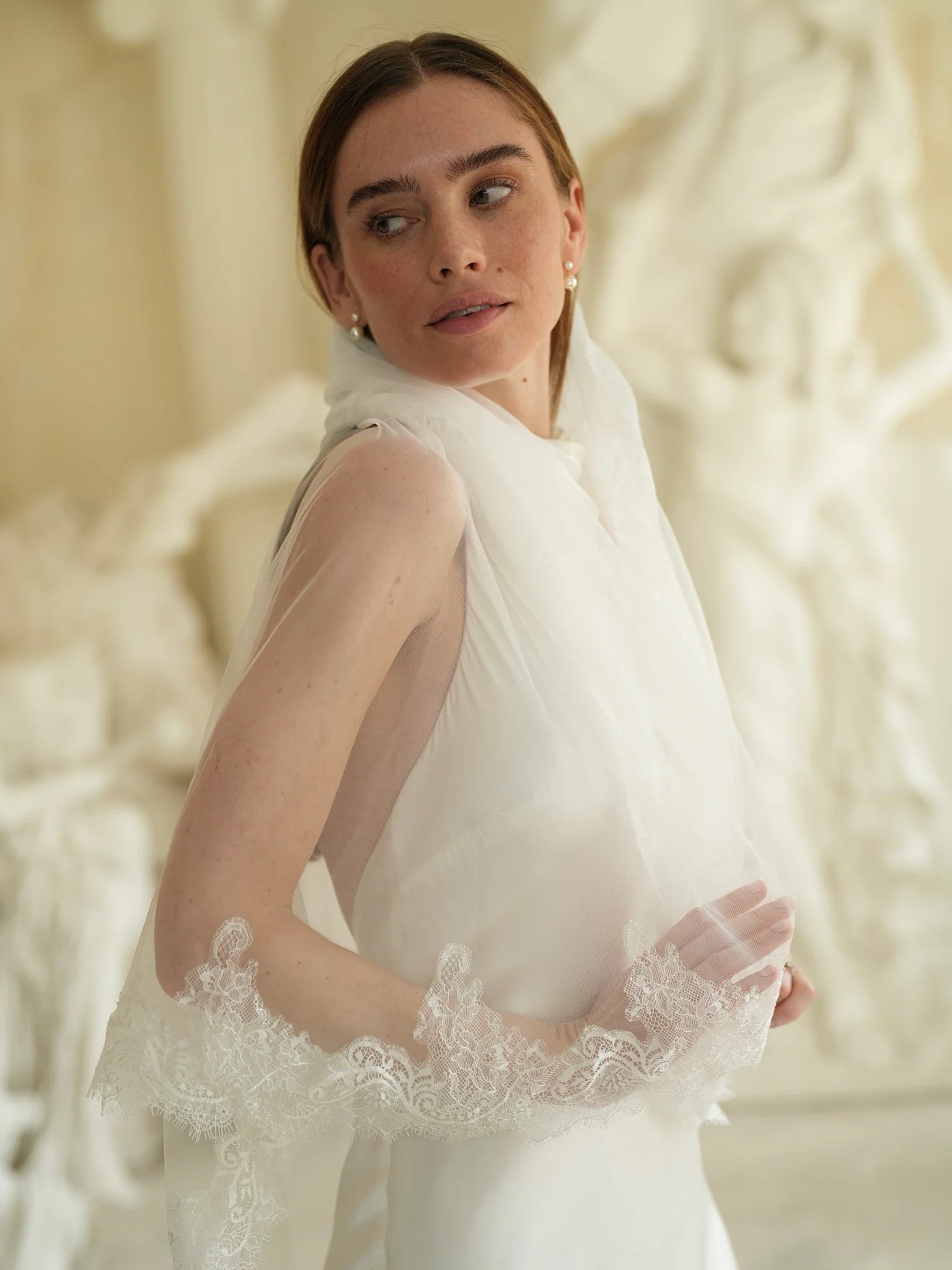 Chantilly Lace Veil, Two Tier, Cathedral Length - Image 10