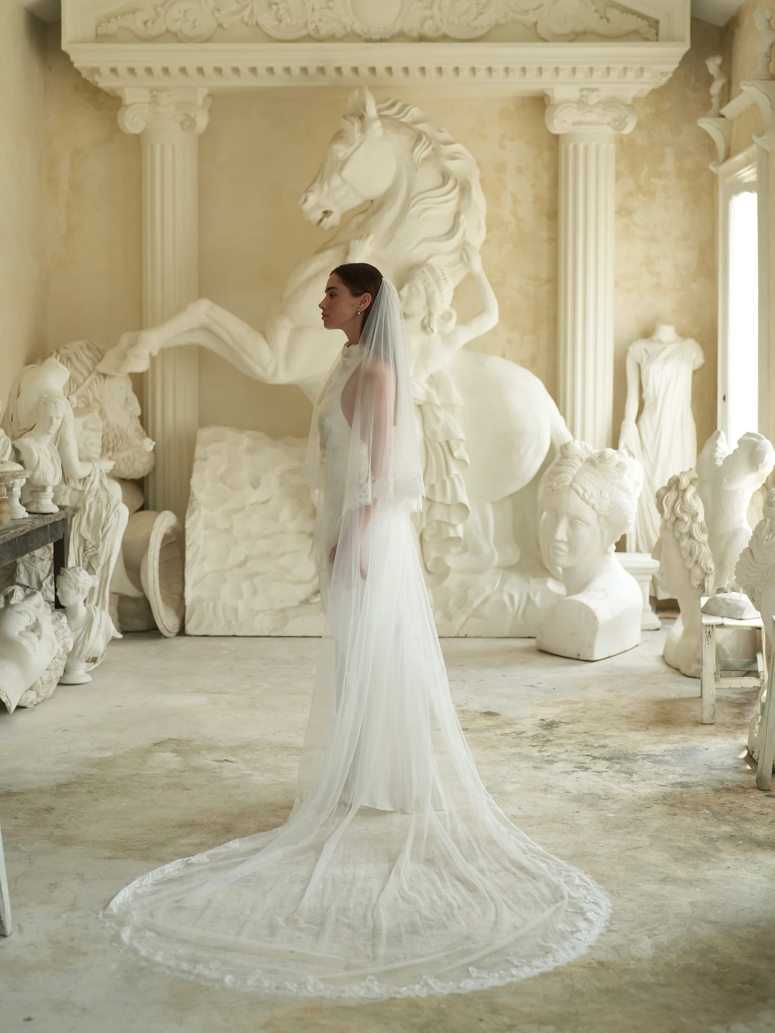 Chantilly Lace Veil, Two Tier, Cathedral Length - Image 11