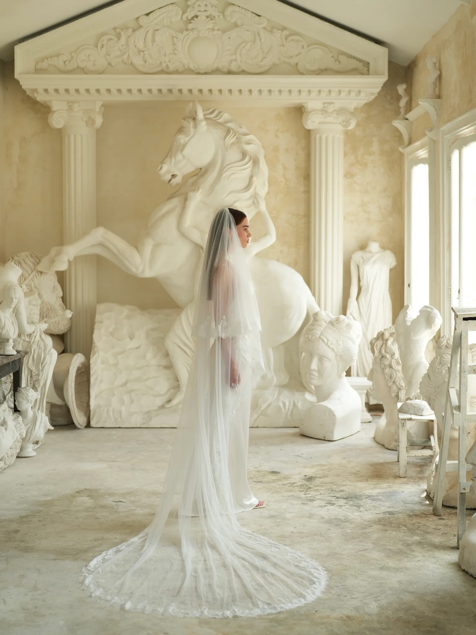 Chantilly Lace Veil, Two Tier, Cathedral Length - Image 13