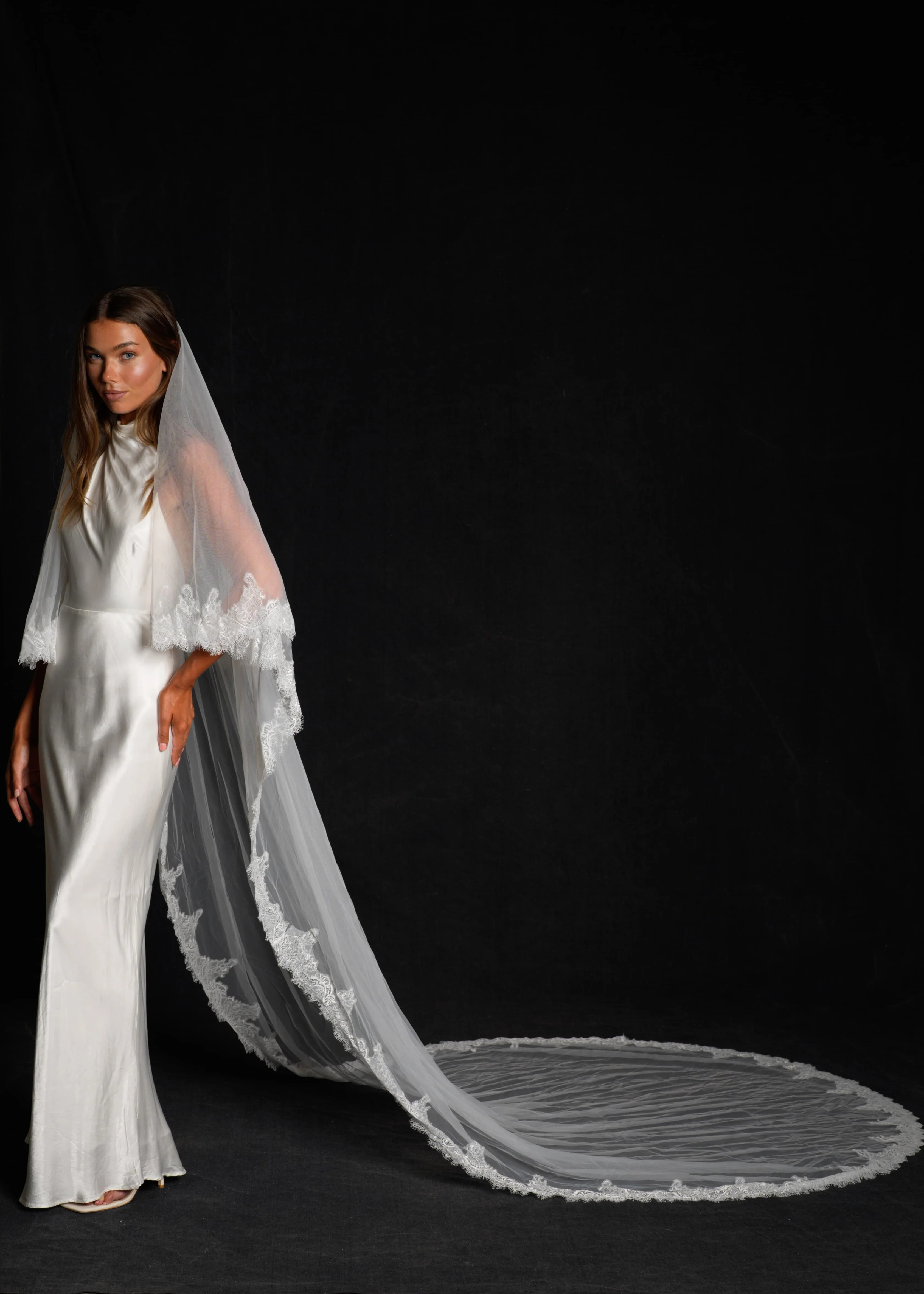 Chantilly Lace Veil, Two Tier, Cathedral Length - Image 3