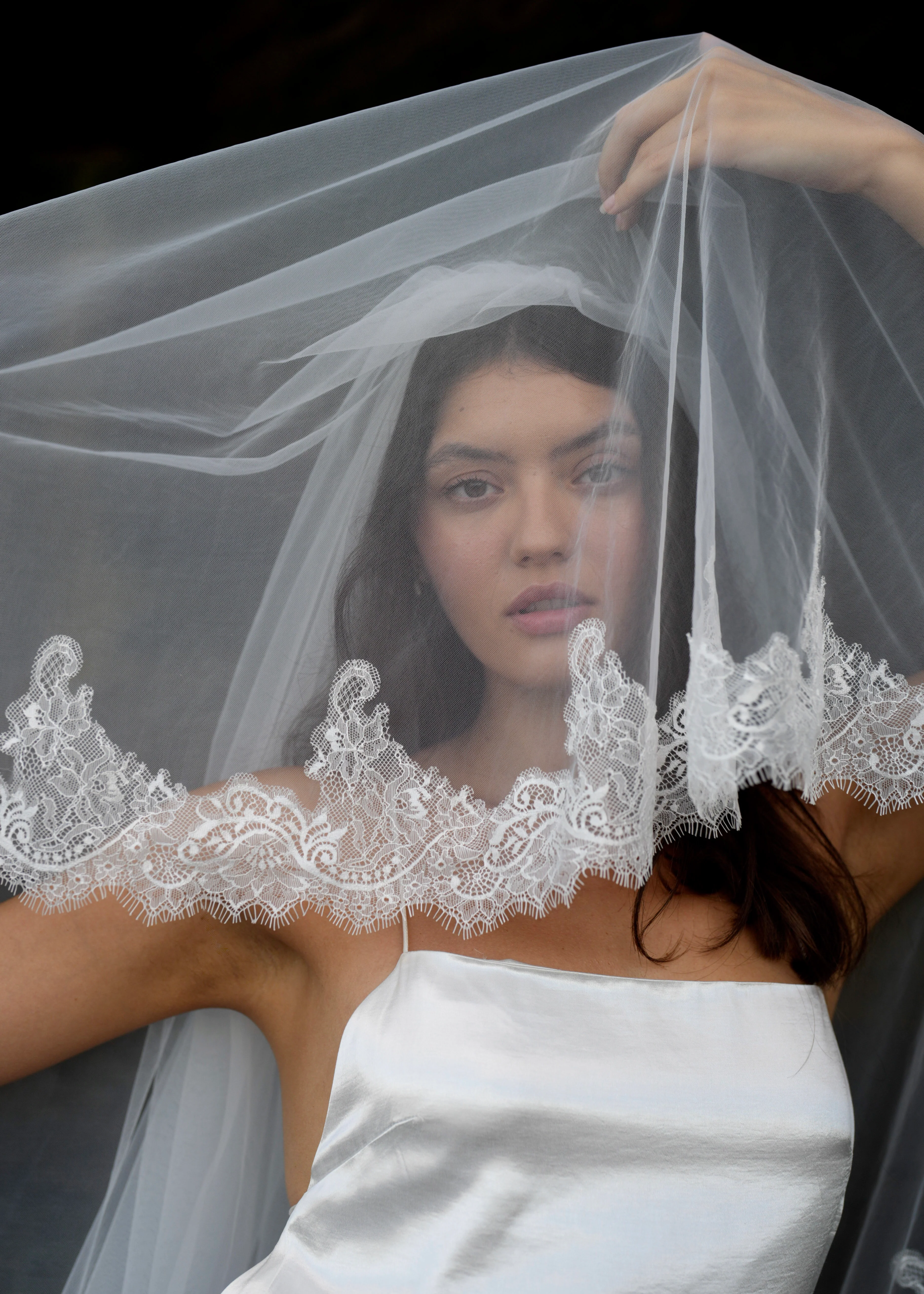 Chantilly Lace Veil, Two Tier, Cathedral Length - Image 4