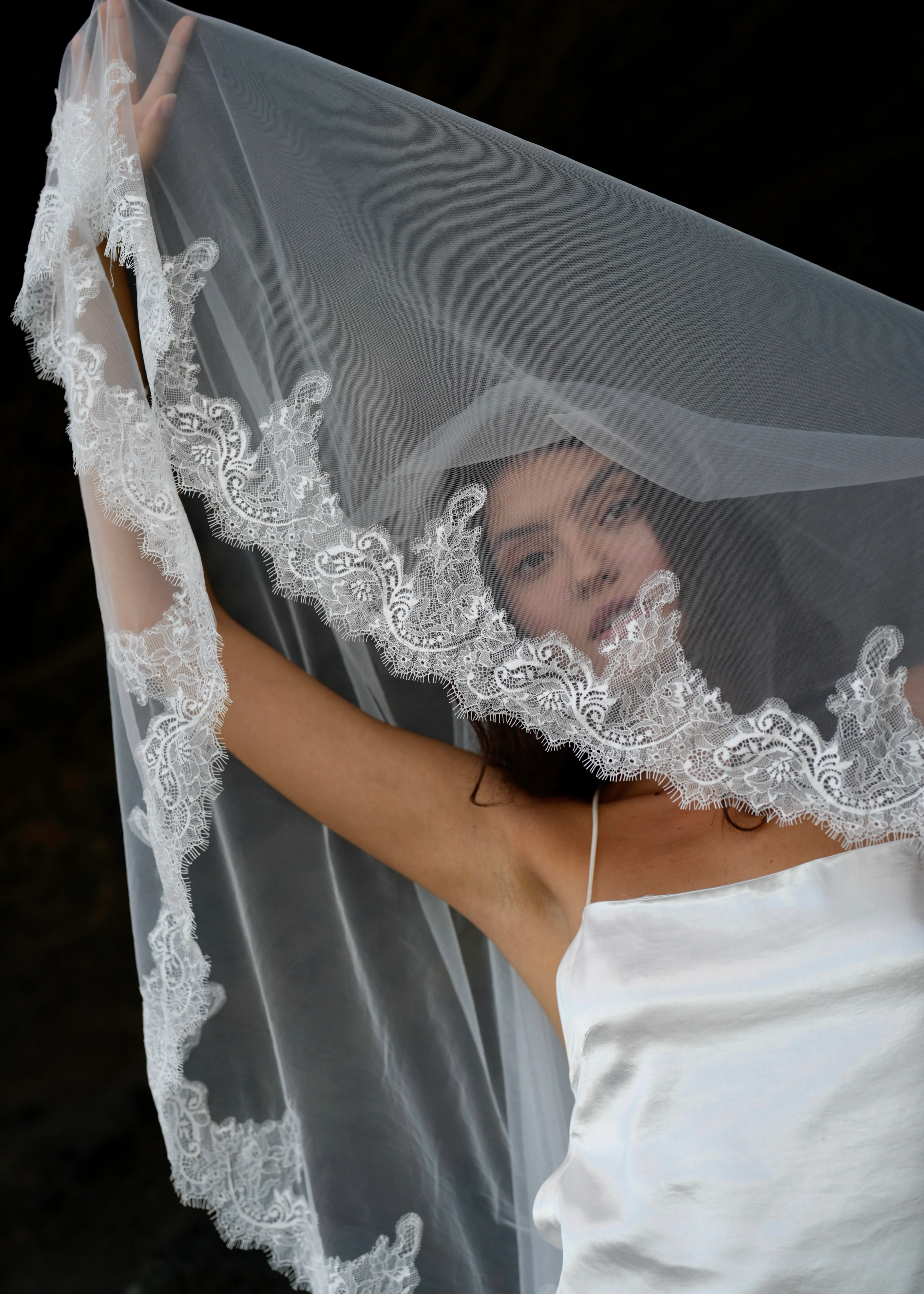 Chantilly Lace Veil, Two Tier, Cathedral Length - Image 7