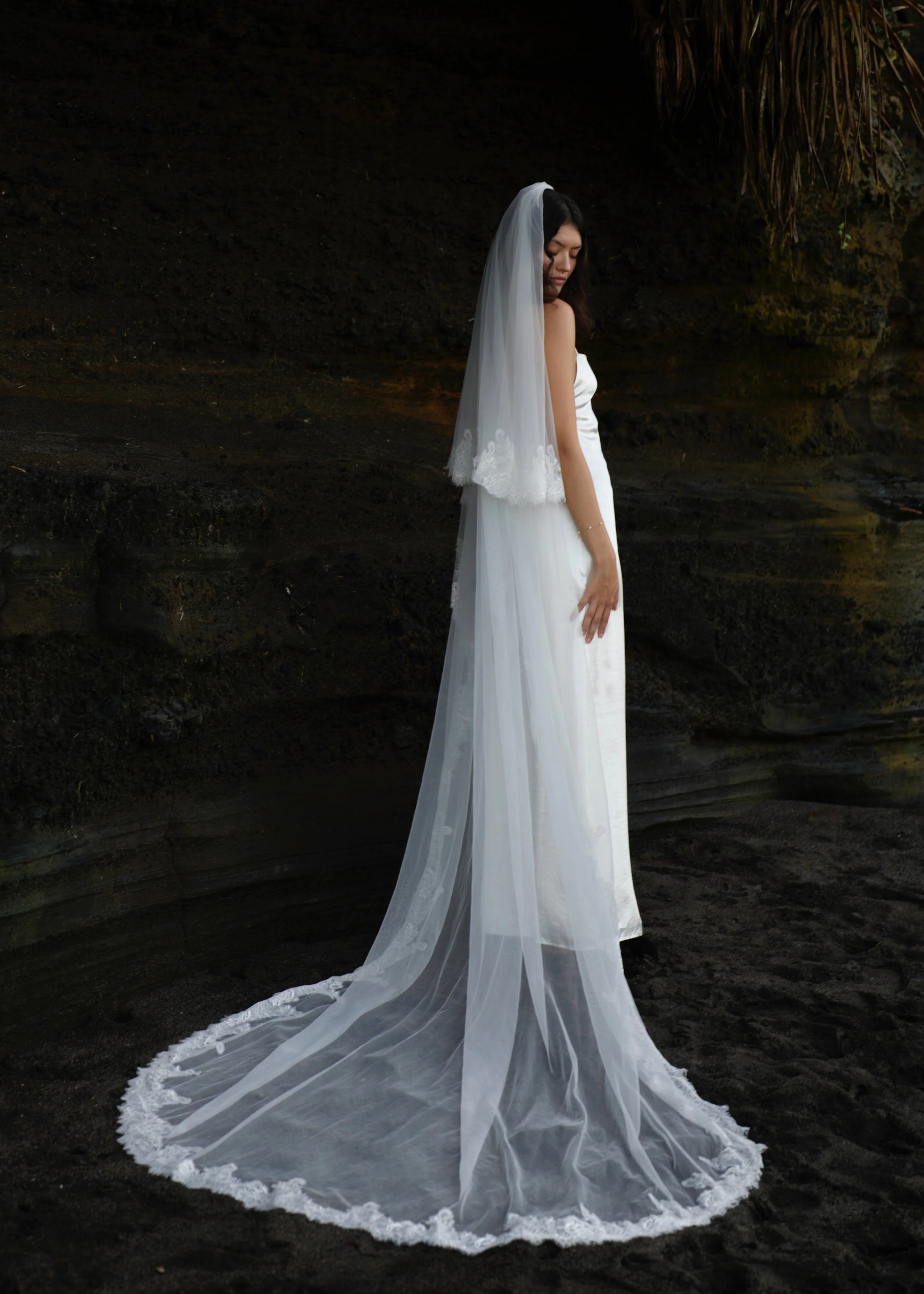Chantilly Lace Veil, Two Tier, Cathedral Length - Image 8
