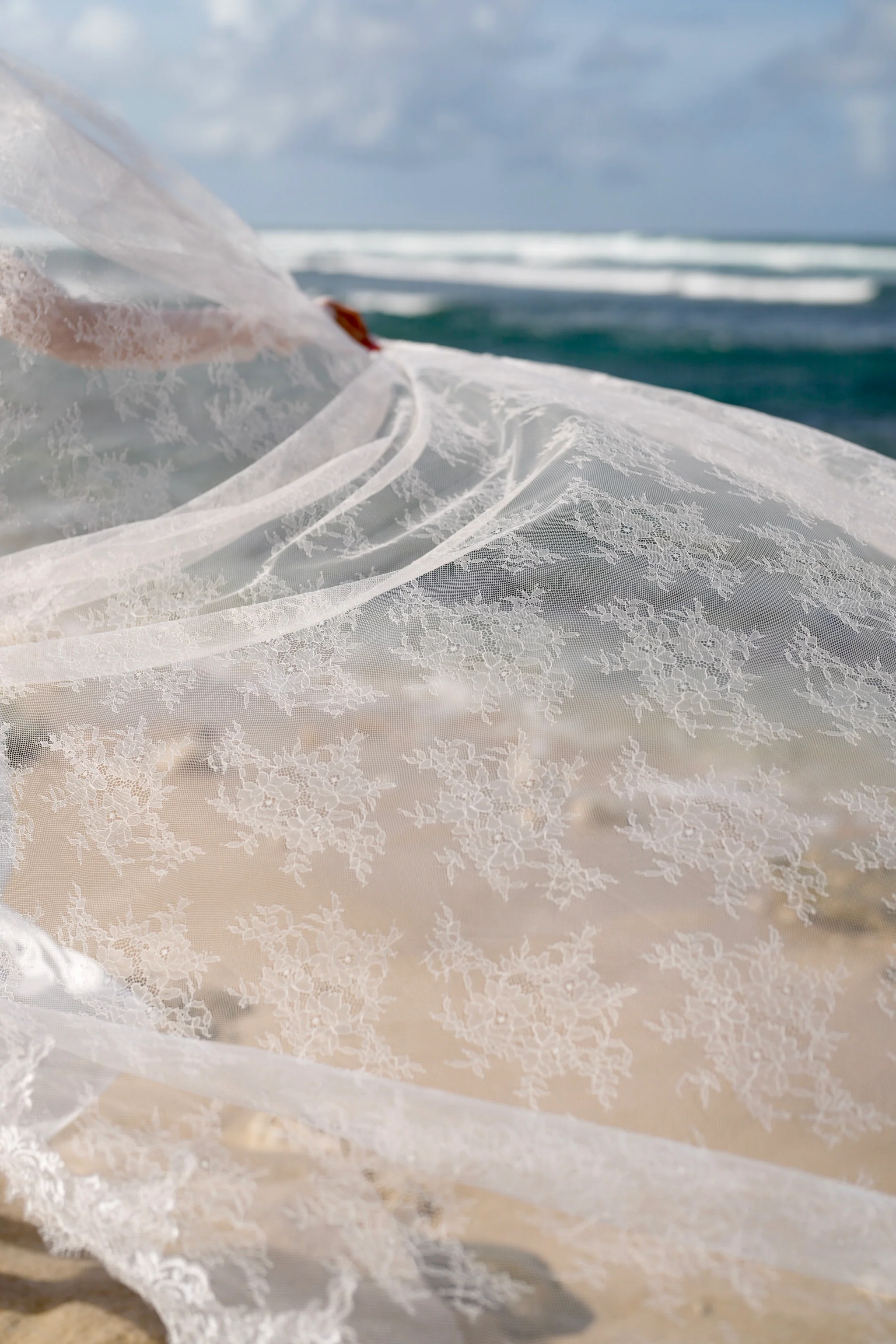 Chantilly All Over Lace Veil, Single Tier, Cathedral Length - Image 4