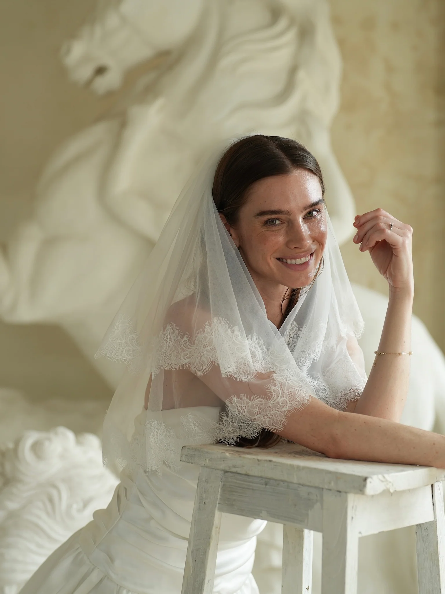 Mini Chantilly Lace Short Two Tier Bachelorette Veil - Image 9