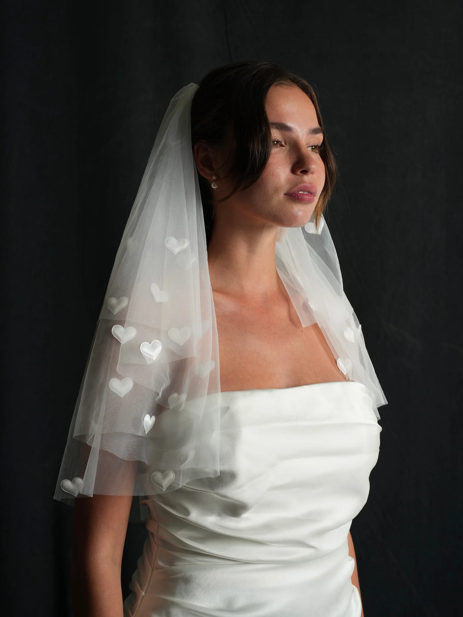Mini Heart Short Two Tier Bachelorette Veil - Image 7