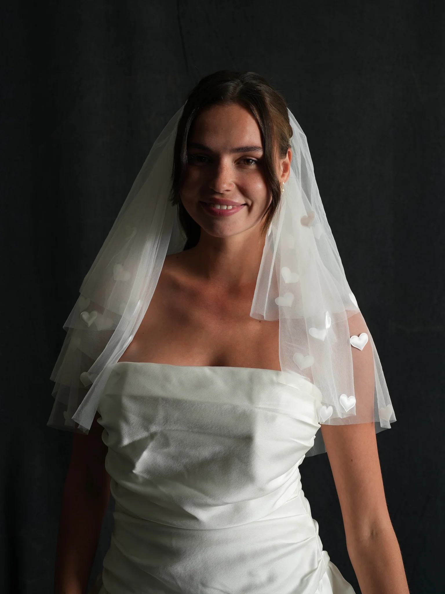 Mini Heart Short Two Tier Bachelorette Veil - Image 8