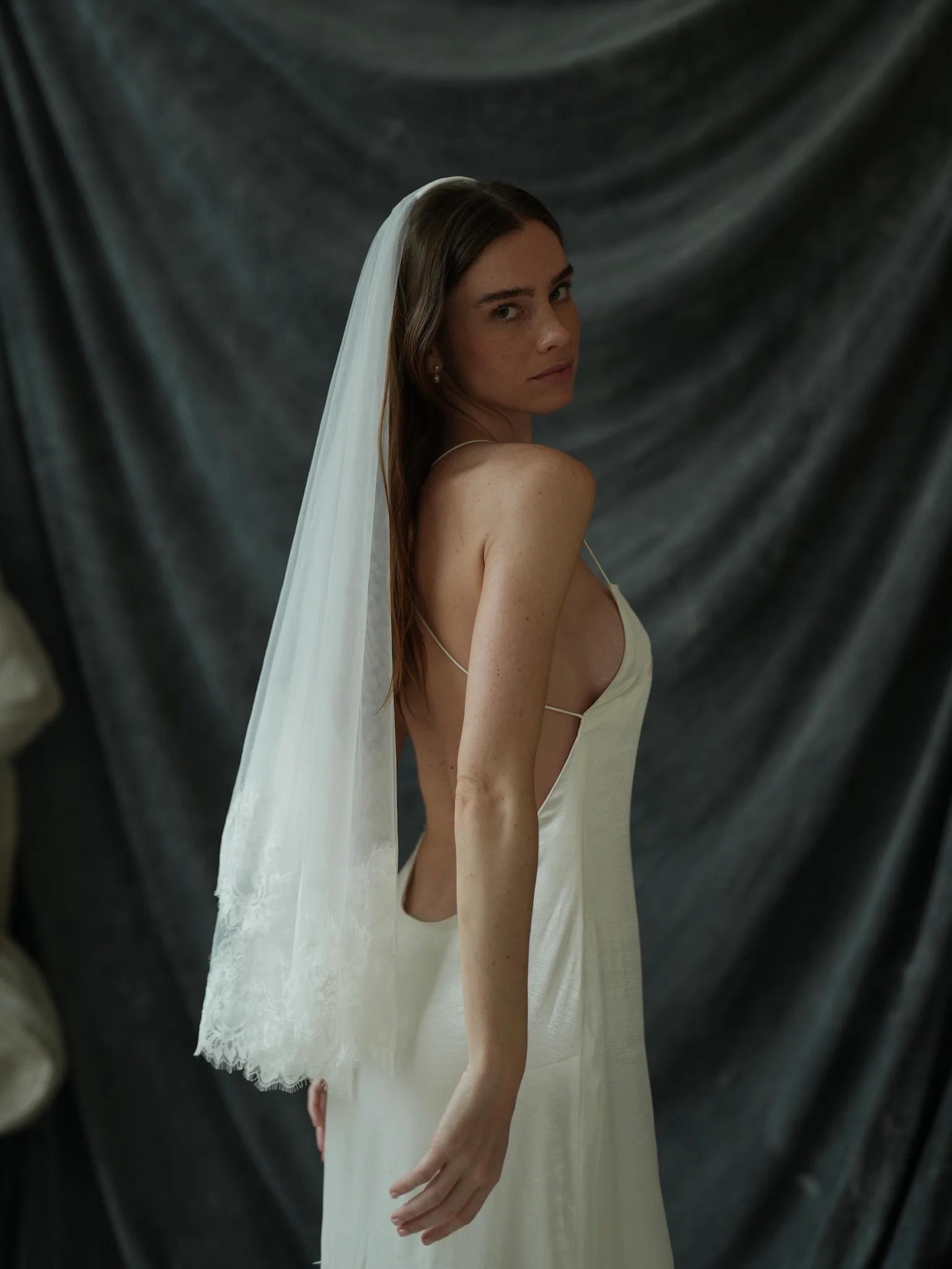 Short Lace Veil, Two Tier, Fingertip Length - Image 10