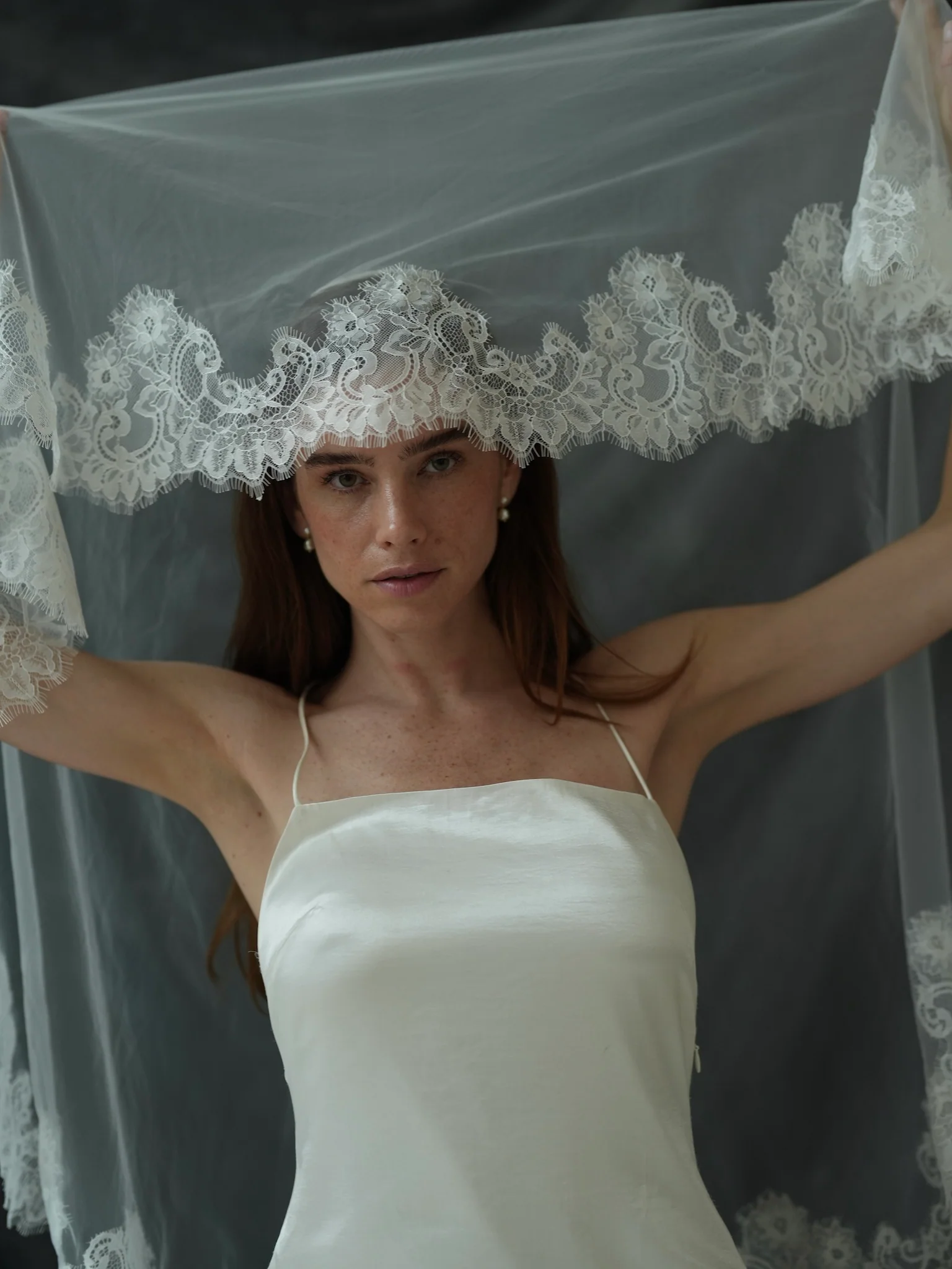 Short Lace Veil, Two Tier, Fingertip Length - Image 9